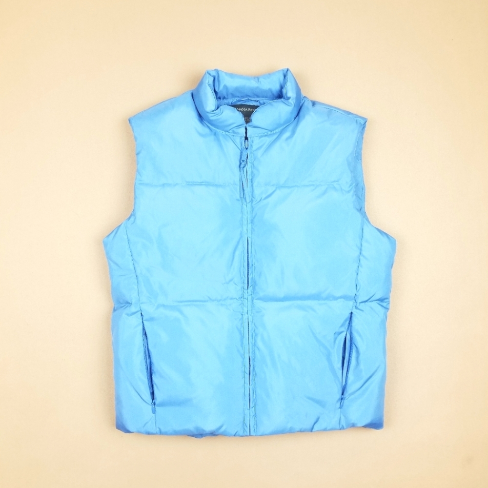 VTG 00's 90's Cute Banana Republic Light Blue Puffer Down Zip Up Vest